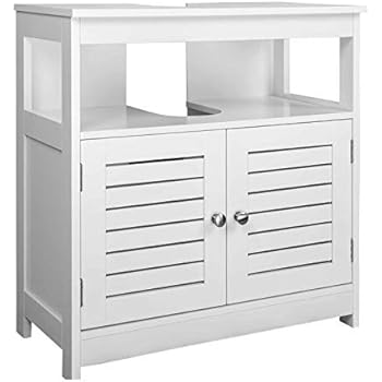 Mobiletto Sottolavabo HOMCOM - MDF Bianco, 60x30x60cm, 2 Ante, 3 Ripiani