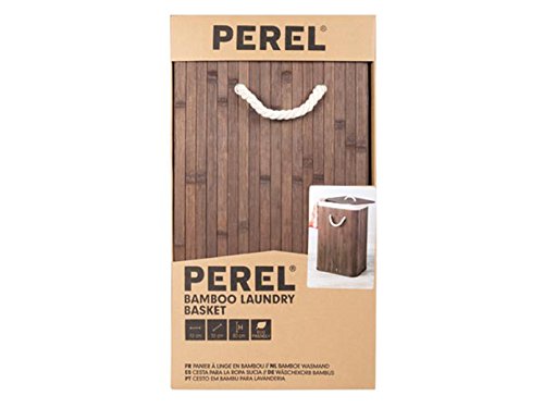 Perel HP100204 Bambus Wäschekorb, Rechteckig, 40 cm Breite x 30 cm Länge x 60 cm Höhe, Braun - 3