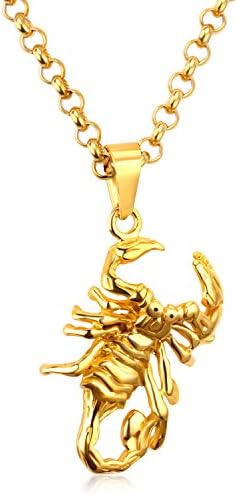 Men's Hypoallergenic Stainless Steel Crawling Scorpion Pendant Necklace with Round Linked Chain
