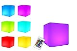 Outdoor geeignet 7even LED Leuchtwürfel 20cm Outdoor LED-Cube mit Akku und Fernbedienung