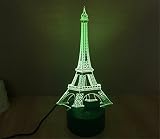 SmartEra® 3D optische Täuschung Eifelturm Beleuchtung Nacht 7 Farbwechsel USB Touch Taste LED Schreibtisch Tabellen Licht Lampe Tischleuchte - 6