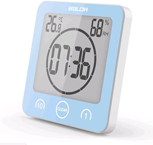 Clock Digital Countdown Timer Alarm Waterproof Kitchen Stopwatch Humidity Thermometer Suction Cup Bathroom Wall Clock ( Color : Blue )