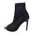 Produktbild OdeJoy Frau Hoher Absatz Kurz Knöchel Boot Damen Hoch Absätze Boot Dünn Absätze Fisch Mund Kurz Stiefel Feiner Absatz Stricken Elastizität Stiefel Weiblich Stiefel(Schwarz,38)