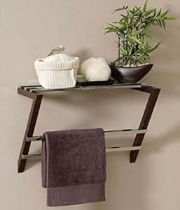 Wand montiert Handtuchhalter chrom Dunkles Holz Badezimmer Metall Regal