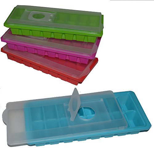 4x Eiswürfelform mit Deckel und Einfüllhilfe