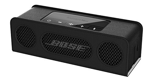 MoKo Bose SoundLink Mini / Mini II Bluetooth Lautsprecher Hülle Abdeckung, Premium PU Leder Schutzhülle Case mit Handschlaufe/Karabiner für Bose SoundLink Mini 1/2 Bluetooth Wireless Speaker, Schwarz