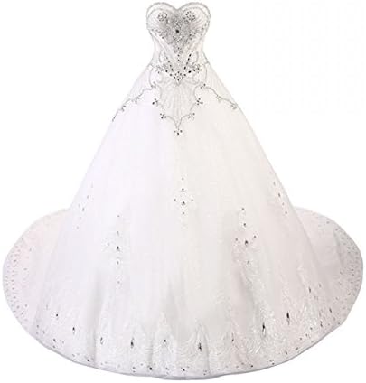 Aprilbridal Women Beaded Crystal Ball Gowns Bride Wedding Dresses Long Train
