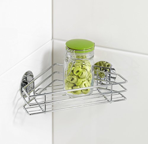 Wenko Turbo-Loc Küchen-Eckablage, Küchenregal aus verchromtem Metall in Silber – Befestigung ohne Bohren, 20,5 x 7 x 20,5cm - 4