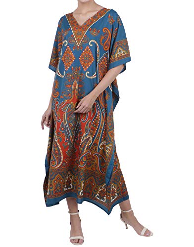 Miss Lavish London Mujeres caftán de Londres túnica Kimono Libre tamaño Largo Vestido de Fiesta para Loungewear Vacaciones Ropa de Dormir Playa Todos los días Cubrir Vestidos #104 [Teal]