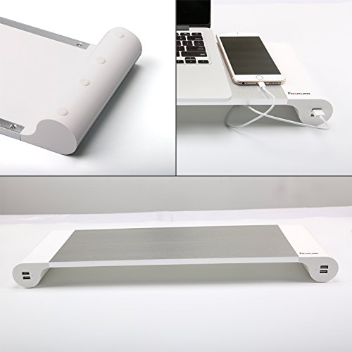 FSDUALWIN Alumium Laptop der Monitor Ständer Spacebar Speicher mit Keyboard Storage Schreibtischregal Steharbeitsplatz 4 USB Ports für PC,Laptop,Computer, Apple,Imac - 4