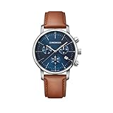 Wenger Herren Urban Classic Chrono Leder Armbanduhr, Quarz, Mehrfarbig (Braun/Blau), 01.1743.104