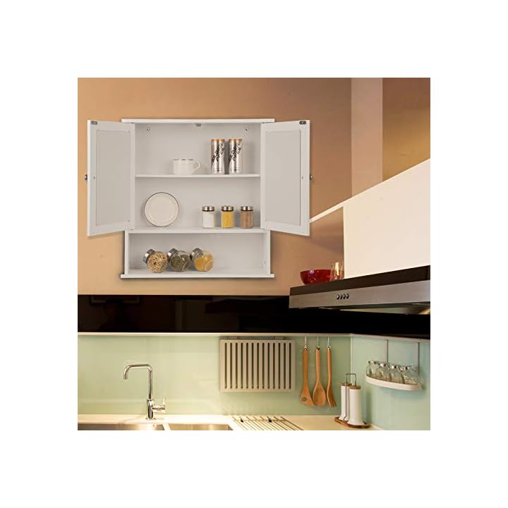 eSituro SBP0028 Spiegelschrank Badspiegel Hängeschrank mit Türen