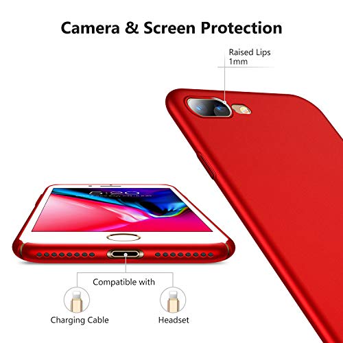 Funda iPhone 7 Plus  Funda iPhone 8 Plus  TORRAS Ultra-delegado   Ultra-fina Carcasa con  Gratis Protector de Pantalla de Cristal Templado  Ligera Caso S  lido Hard Case Anti-rasgu  os   Antihuellas Material PC para Apple iPhone 7 Plus  2016    iPhone 8 Plus  2017  - Rojo Alambrado