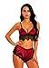 Produktbild Twnhmj Frauen SEXY Erotische Unterwäsche Satin Öffnen Sie Sich Zurück V-Ausschnitt Heißer Sling-BH Babydoll Sexy Dessous Set Schlafanzug,Red,XL