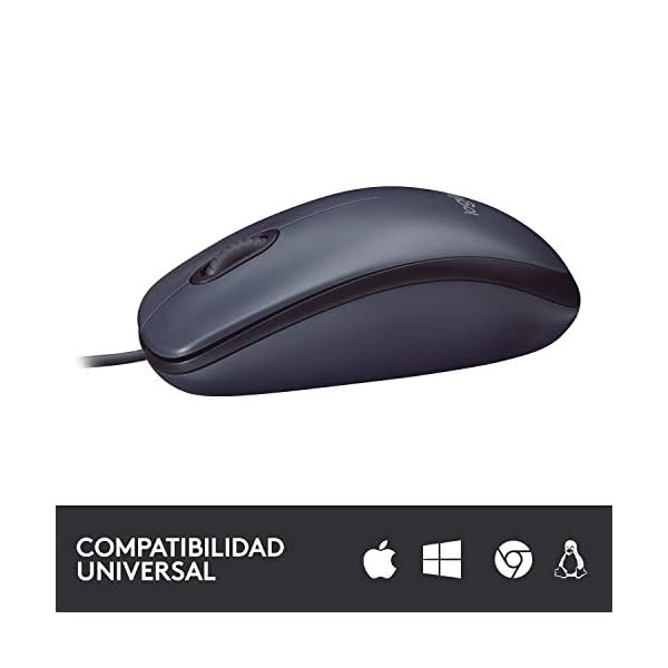 Logitech M100 Ratón con Cable USB, 3 Botones, Seguimiento Óptico 1000 DPI, Ambidiestro, PC/Mac/Portátil, Negro - Image 5