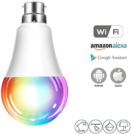 WiFi Smart Bulb, Gvoo Multicolored Timing Function WiFi LED Light 7W RGBW Ball Light APP Controlled Compatible With Amazon Alexa Echo and Google Home - B22