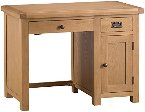 Chichester Oak 2 Drawer 1 Door Computer Desk in Light Oak Finish | Wooden Writing Table | Console Table