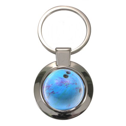 Preisvergleich Produktbild Blau Bowling Ball Design geschoben Circular Schlüsselanhänger