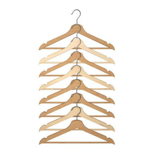 IKEA Holzkleiderbügel "Bumerang" 8-er Pack Bügel aus massivem Laub-Holz - naturfarben - Acryl lackiert