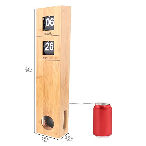 Vintage Flip Clock With Pendulum Retro Modern Bamboo Flip Desk