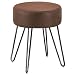 Produktbild Duhome Sitzhocker Hocker Rund Stoffbezug Lederoptik Braun Schokoladenbraun Farbauswahl Schemel Elegantes Design Metallbeine Betonstahl 9111