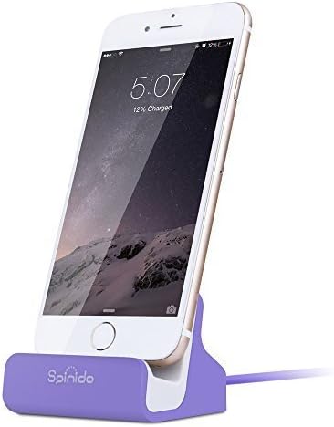 iPhone Dock with MFI Lightning Cable Connector, Spinido Charge and Sync Stand for Desk Compatible With iPhone 6/6 plus/5/5s (Updated Version) (Purple)