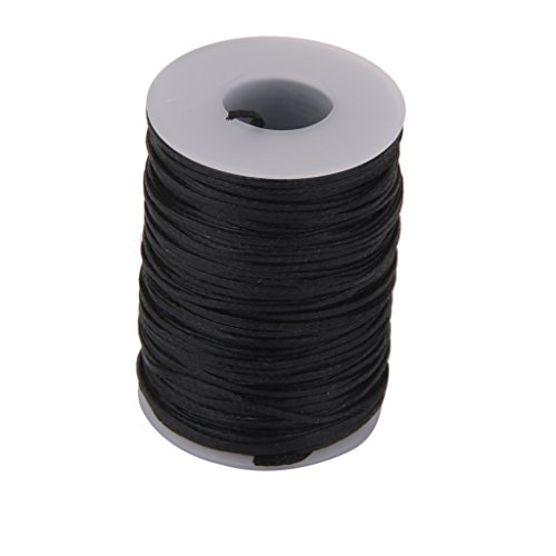 MagiDeal 65 Meter Flachband gewachstes Wachsband Wachs Band für Halsband Halskette Leder Handwerk 1.2mm – Schwarz, 70Meter x 1.2mm - 5