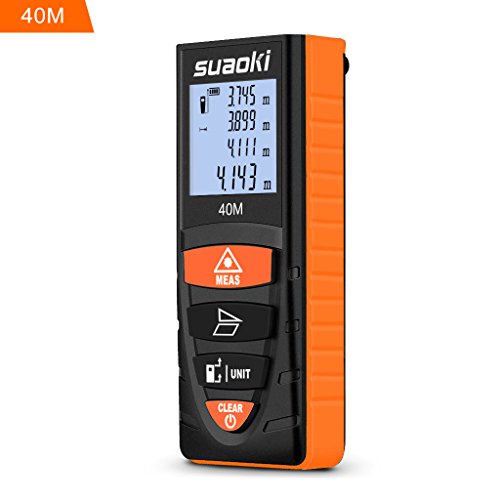 SUAOKI D8 Laser-Entfernungsmesser 0.2~40M ,+/- 2mm Messgenauigkeit , Laser Distanzmessgerät mit LCD Display Entfernungsmessergerät