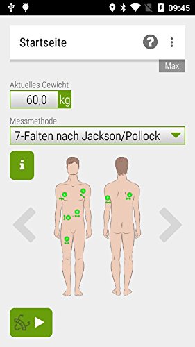 Slim Guide Caliper Fettmesser, schwarz + Handbuch in deutsch + Excel-Körperfett-Berechnungstool - 5