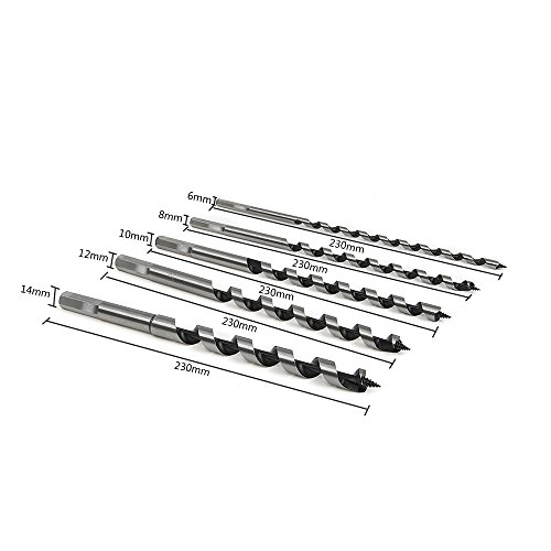 Fortag 5 tlg 230mm Sechskant Schlangenbohrer Satz Holzbohrersatz Holzschlangenbohrer Set Holz Schlangenbohrersatz Holzschlangenbohrer- Set Schneckenbohrer Bohrer Länge Zweig Holzbearbeitungswerkzeug 6-14mm - 2