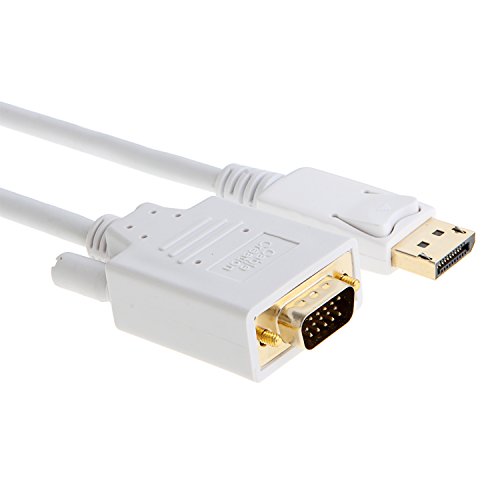 CableCreation 6ft Gold überzogenes Displayport -auf-VGA-Kabel, Standard-DP-auf-VGA-Stecker-Kabel, 6ft weiße Farbe - 3