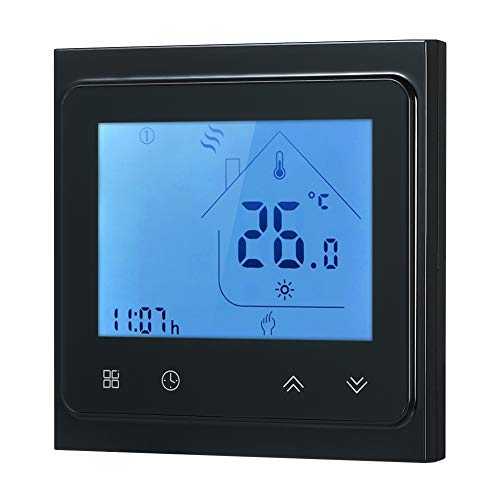 Preisvergleich Produktbild Slri Elektrische Heizung LCD-Touchscreen-Thermostat Programmierbarer Temperaturregler - Schwarz