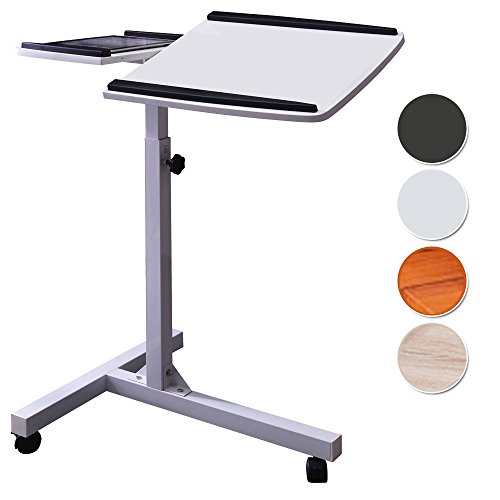 SixBros. Laptoptisch Projektionstisch Weiß - LT-001A/2084 - MDF Weiß - Gestell Metall Weiß