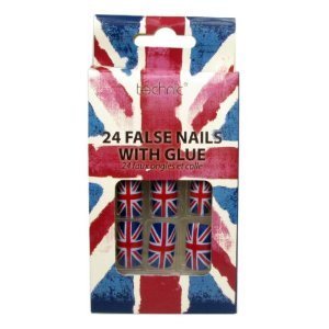 Technic 24 False Nails With Glue Union Jack England Flag Design