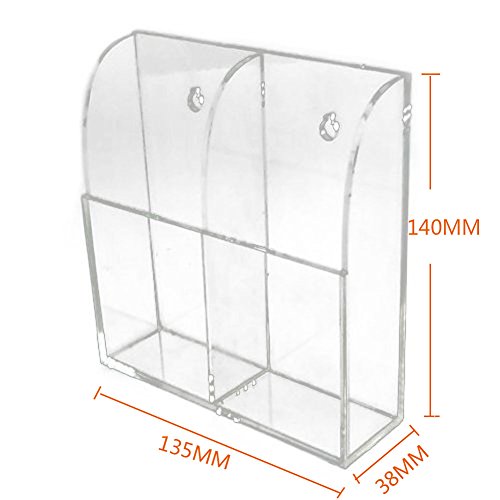 Oriskey Klar Acryl Fernbedienungshalter Fernbedienung Wandhalterung Halter Kasten Behälter Aufbewahrungs Box für TV Klimaanlage Fernbedienungen, 2 Fächer - 2
