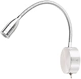 Lunartec LED-Bett- & Lese-Leuchte mit Schwanenhals, Wandmontage, 3 W, kaltweiß