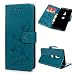 Produktbild Edauto Sony Xperia XZ3 Hülle Leder Case Schutzhülle Wallet Flipcase Lotus Schmetterling PU Handyhülle Handytasche Schale Geldbörse Karteneinschub Magnetverschluß Ständer Klapptasche Tasche Blau