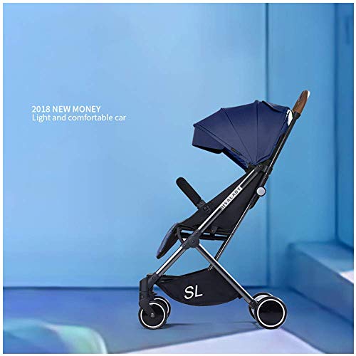 Passeggini Comodi Passeggini Carrozzelle Leggere per Neonati Sedersi sdraiati 2 in 1 Carrozzine Pieghevoli per Bambini Carrello Portatile da Viaggio, 45 x 60 x 105 cm (Colore: Blu)
