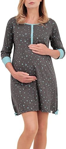 Di Vadini Women's Maternity Night Shirt - Grey - Medium
