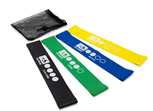 Fitnessbänder im 4er Set für Männer & Frauen, Damen. Kurze Widerstandsbänder 30 cm | runde Gymnastikbänder | Resistance band | Mini Loops aus 100 % Latex Geeignet für Pilates Yoga Fitness Bauch Beine Po Arme