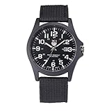 Mens-Datums-Edelstahl-Militärsport-analoge Quarz-Armee-Armbanduhr Chenang der im Freien Herren-/Damen-Uhr Ø 37mm mit Milanaise-Armband Canvas Kalenderuhr