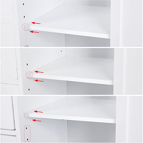 Songmics Badschrank Beistellschrank Kommode mit 4 Schubladen u. 1 Schrank-Abteil aus Holz weiß 55 x 81 x 30 cm (B x H x T) LHC41W - 5