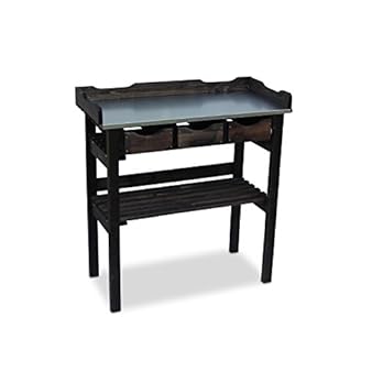 Pflanztisch Mit 3 Schubladen Aus Holz Schwarz B78 X T38 X H82 Cm