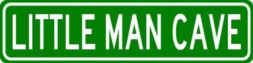 LITTLE MAN CAVE Sign - Personalized Last Name Sign - Aluminum - 4 x 18 Inches