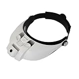 Idealeben Visera Lupa con 2 LED y 5 Magnificaciones Diferentes(1.0x, 1.5 x, 2.0 x, 2.5 x, 3.5 x) Ideal para Aeromodelismo,Extensiones de Pestañas,Reparaciones y Otros Circuitos Integrados(Blanco)