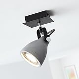 Adecuado para bombilla LED  - Foco de pared, 1 x GU10 maX. 20 W, metal/cemento, negro mate/cemento gris