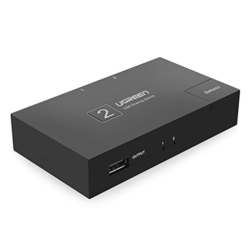 UGREEN 2x1 Conmutador Usb 2.0 Switch para Impresoras, Esc&aacute;neres, Pl&oacute;teres, Compatible con Windows 10/ 8/ 7/ xp/ Vista, Mac OS 8.6 y una versi&oacute;n superior (2 entradas y 1 salida)