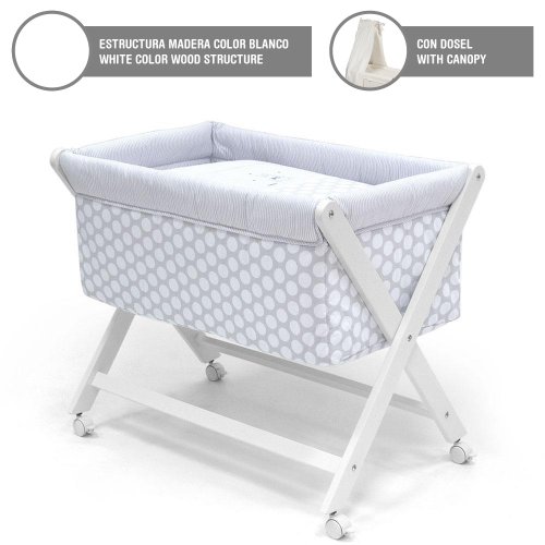 Cambrass Small Bed X Wood Canopy (46 x 78 cm, Ter Grey)
