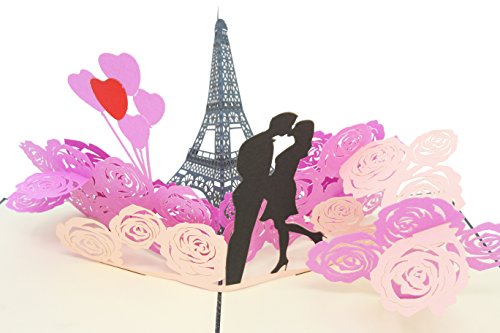 PopLife Cards Romantico Torre Eiffel, Parigi pop-up carta di San Valentino - tutte le occasioni