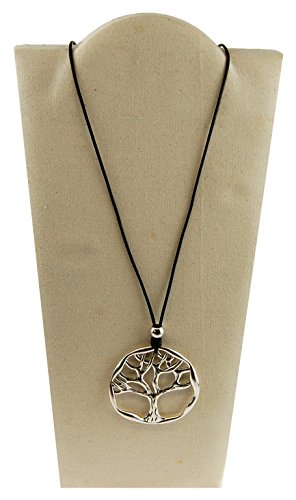 Preisvergleich Produktbild NB24 Versand Statement Kette (1163) mit Karabinerverschluss, Anhänger: Lebensbaum ca. 7 cm im Durchmesser, silberfarben, aus Metall